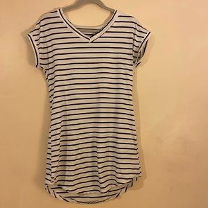 Black and white striped T-shirt dress